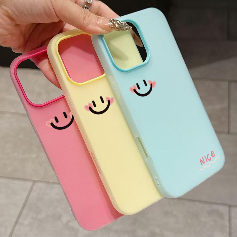 Sweet Blush Smile Face Phone Case For iPhone 17 16 Plus 15 14 11 12 13 Pro Max Air 16E X XS XR 7 8 Plus SE 2022 Protective Cover