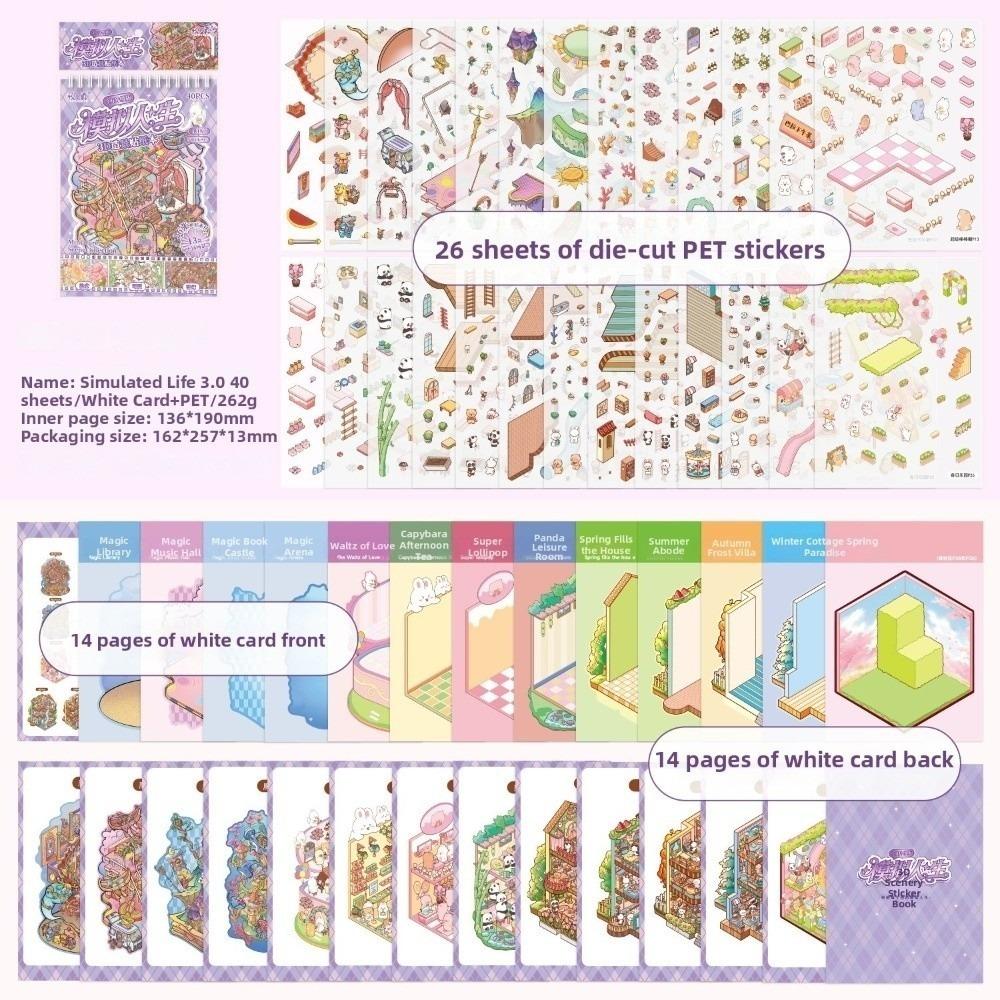 

PET Scenery Stickers Die-cut Puzzle Stickers New Miniature Scene Stickers Children Gifts A
