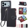 Phone Case for iPhone 17 Pro Max Air 16E 16 Pro 15 Plus 14 13 Mini 12 11 Circular Buckle Leather Card Holder Wallet Soft Cover