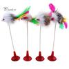 Interactive Toy Cats Teaser Feather Mouse Pet Durable Plush Rod with Sucker for Supplies Playing