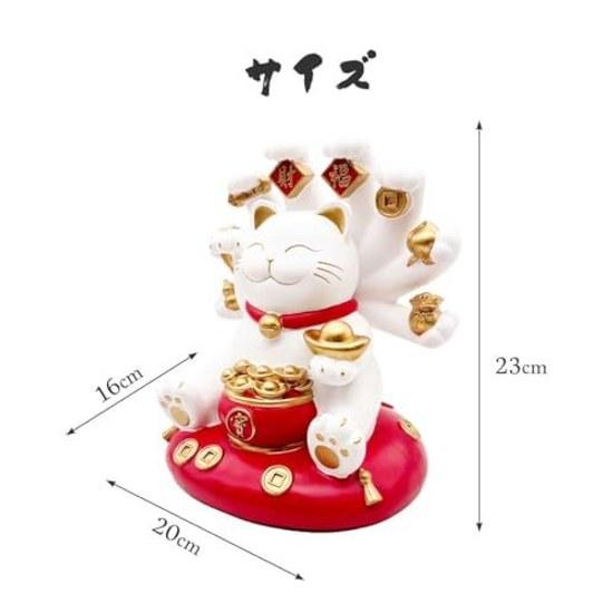 AiO JAPAN Feng Shui Figurine Senju Maneki Neko Cat Continues Invite Good Fortune Wealth Prosperity Gold Treasure Happiness Item Gift Small Present