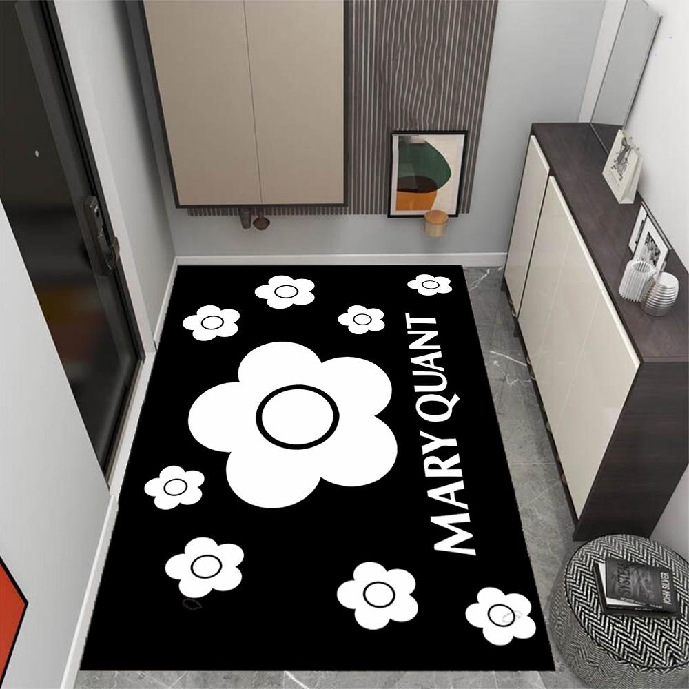 Mary Quant logo Themed Anti-Slip Rugs - Polyester Home Decor, Suitable for Bedrooms, Living Rooms, Doorways, Studios, and Decorations