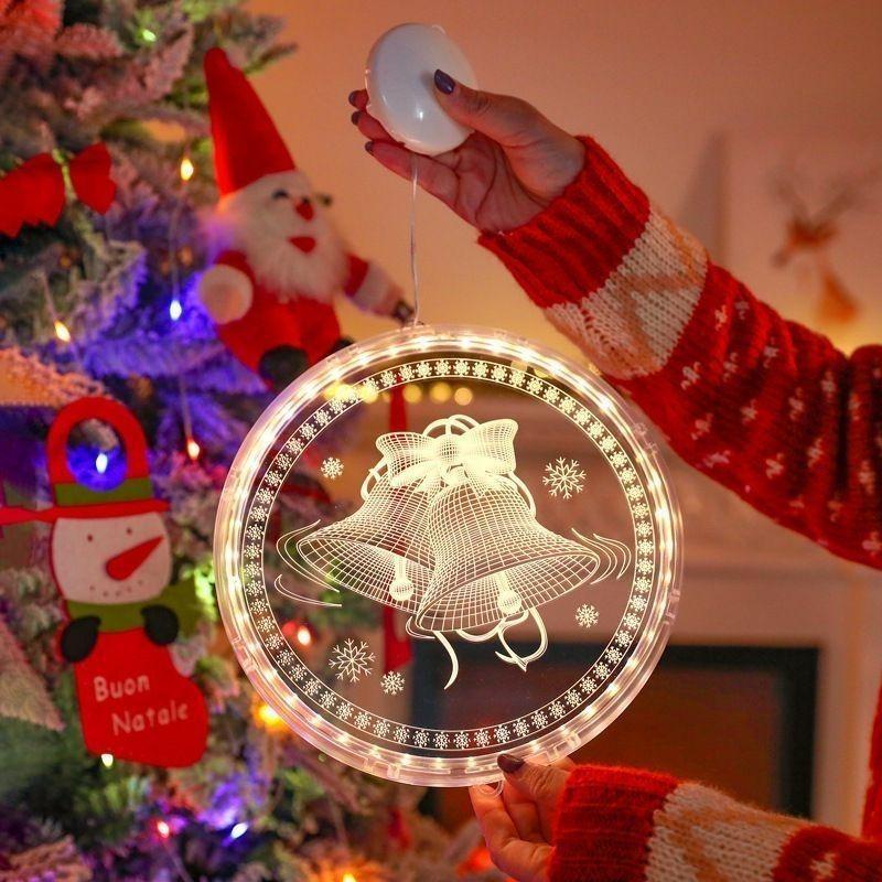 Christmas Decorative Neon LED Light Strings 3D Letter Suction Cup Hanging Lamp Acrylic Pendants Room Atmosphere Colored Lights