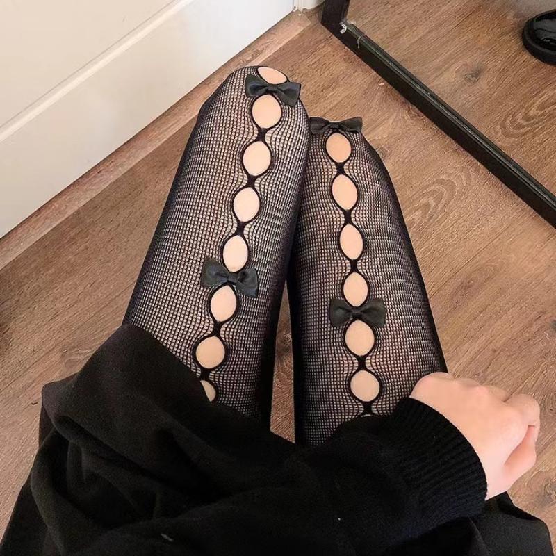 Lolita Cosplay fete bowknot scobiți chiloți sexy subțiri ins tide dantelă colanți anime șosete negru alb plasă ciorapi de mătase