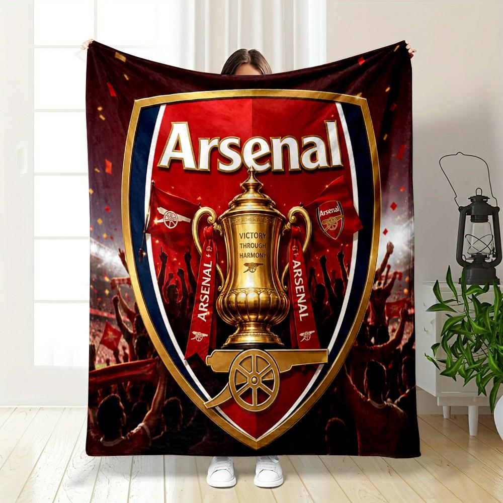 Arsenal Red Theme Designed Flannel Blanket for Bedroom, Living Room, Sofa, and Nap