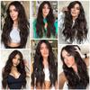MISS WIG Long Black Wavy Wig for Women Middle Part Curly Wavy Wig Natural Looking Synthetic Heat Resistant Fiber Wig for Daily Party Use