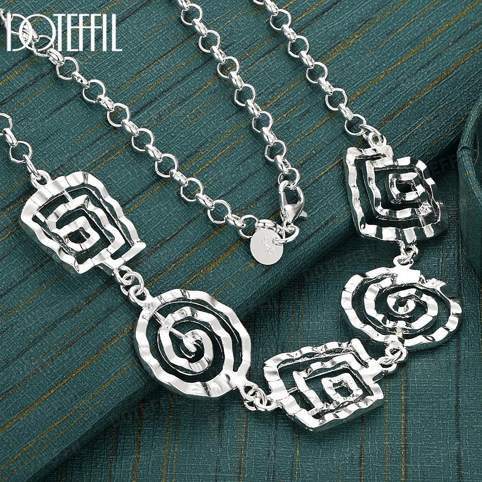 

Модное резьбовое ожерелье из стерлингового серебра 925 пробы Свадебный подарок Ювелирные изделия 49cm