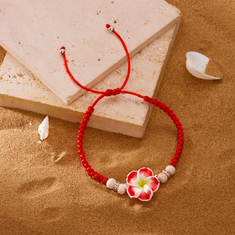 Bohemian Big Flower Charm Bracelets For Women Elegant Resort Style Soft Clay Pottery Beaded Bangles Girls Party Jewelry