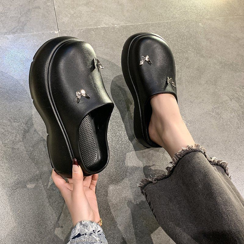 Popular Fashion Heightening Slippers Women Wear New Super Hot Internet Celebrity Thick-bottomed Bag Head Half Slippers Women In Spring and Summer 2025