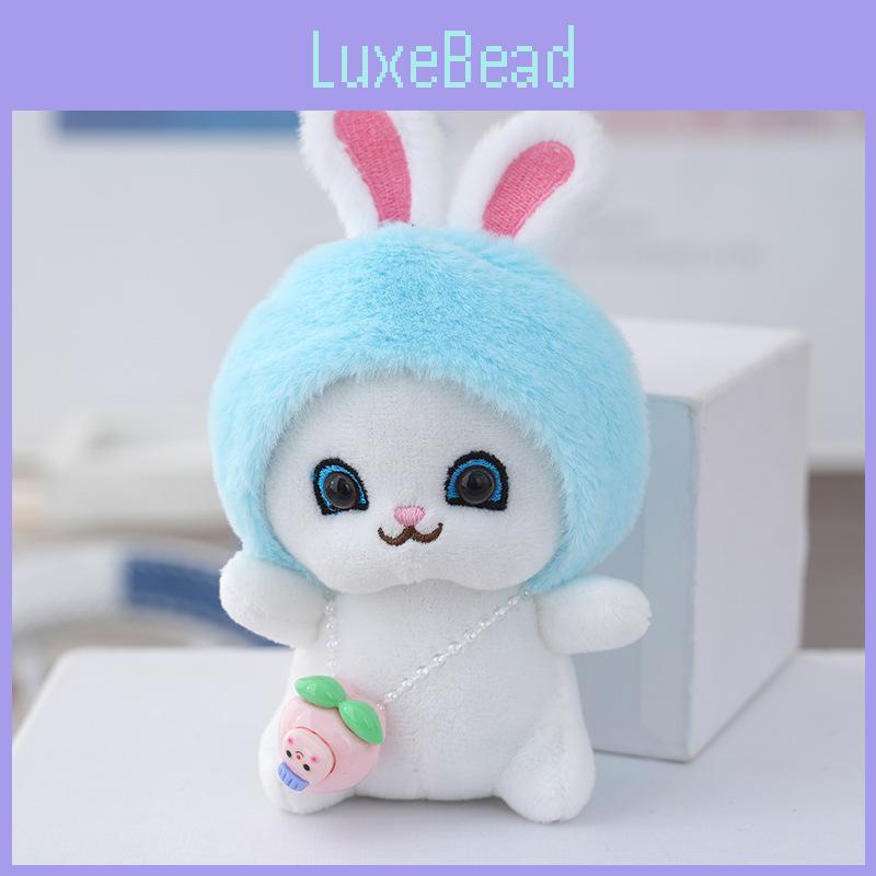 Fluffy Rabbit Soft Doll With Fruit Hat Keychain For Girls Cute Stuffed Animal