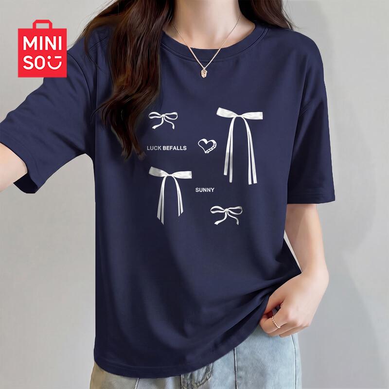 

MINISO Women s Pure Cotton Loose-Fit Short Sleeve T-Shirt M