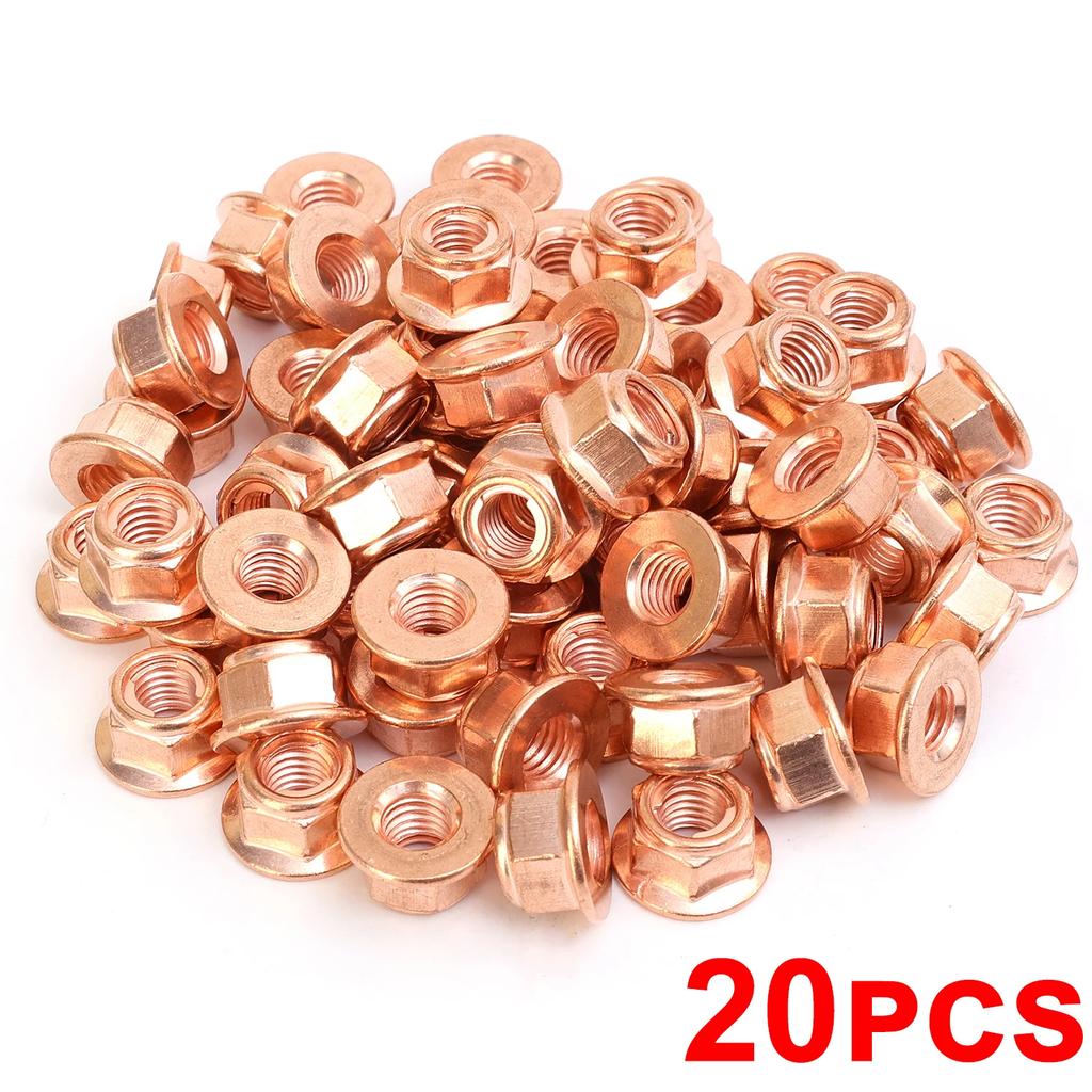 M8 Hexagonal Copper-plated Nuts Car Exhaust Pipe Anti-Loosening Nut Turbo Exhaust Stud Hex for BMW 3 Series E30 Accessories