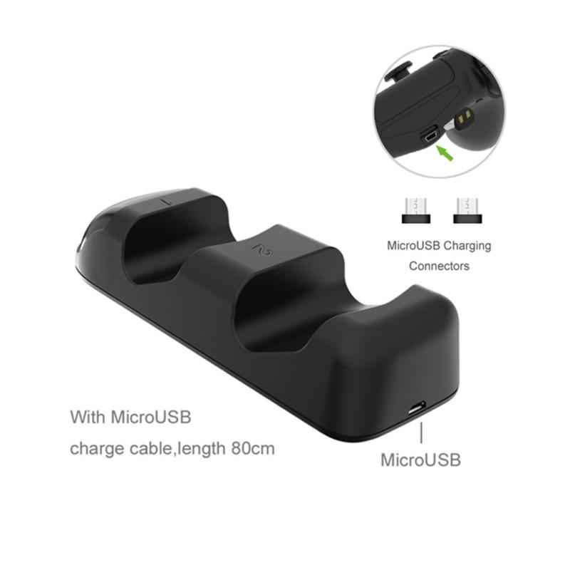 Dual Controller Charger Charging Stand for PS4/Pro/Slim with 4 Micro USB Dongles