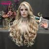 Imstyle Blonde Brown Wig Synthetic Lace Front Wig Long Wavy Wigs For Women Heat Resistant Fiber Hair Daily  Mixed Color Wig