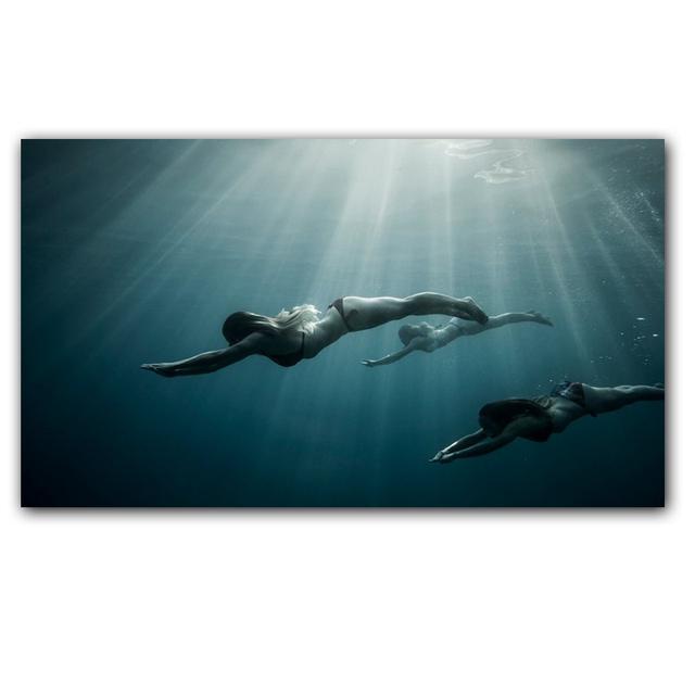 

Картина маслом на холсте с изображением голубой океанской богини, ныряющей в воду, постер в подарок, картина на холсте, гостиная, коридор, украшение дома, фреска без рамки 21*30cm No Frame