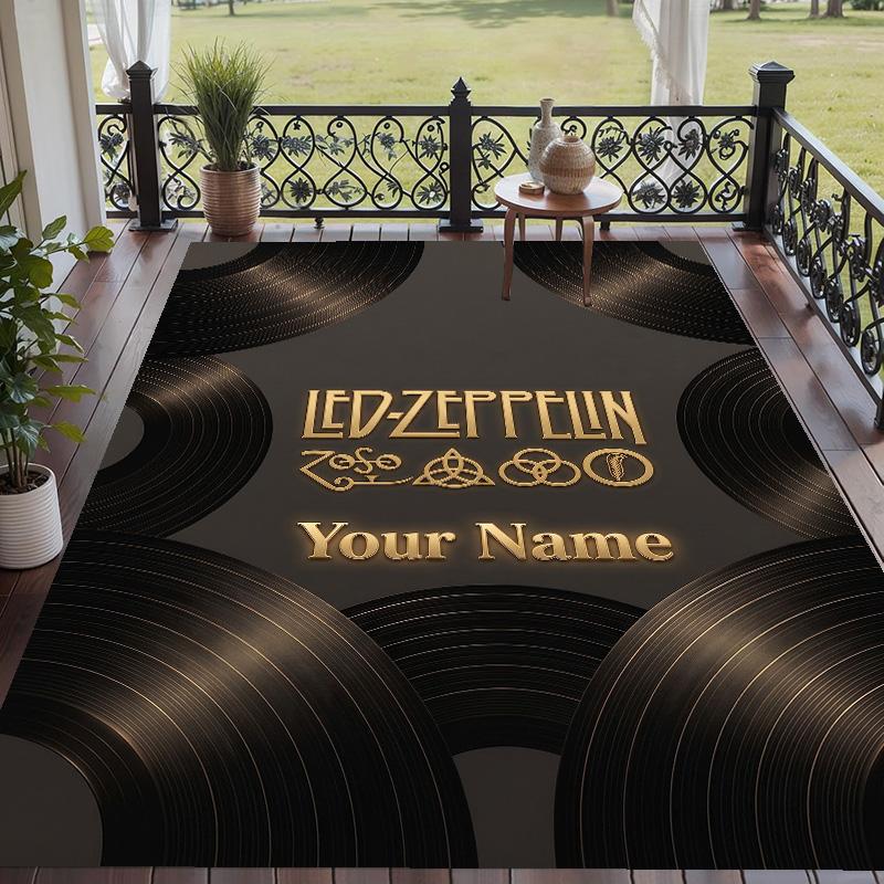 Custom Text Printed Rug Led Zeppelin Non Slip Floor Carpet For Home Room Decor