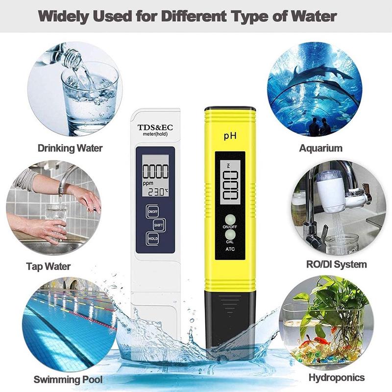 2 In 1 TDS EC Portable Meter Water Quality Testing Pen High Precision Digital Display for Household Hydroponics Pools