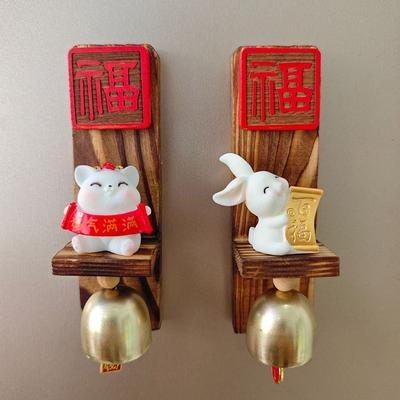 Cute Wooden Door Bell Door Opening Magnetic Fridge Magnet Japanese Style Delightful Sound Wind Chime for Business Garden