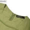 ZANZEA Women Summer Square Collar Casual Short Sleeve Long Dress