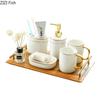Bathroom Set with Tray Golden Stripes Ceramic Shower Gel Bottle Hand Washing Fluid Bottle Soap Dishes Mouthwash Cup Toiletries