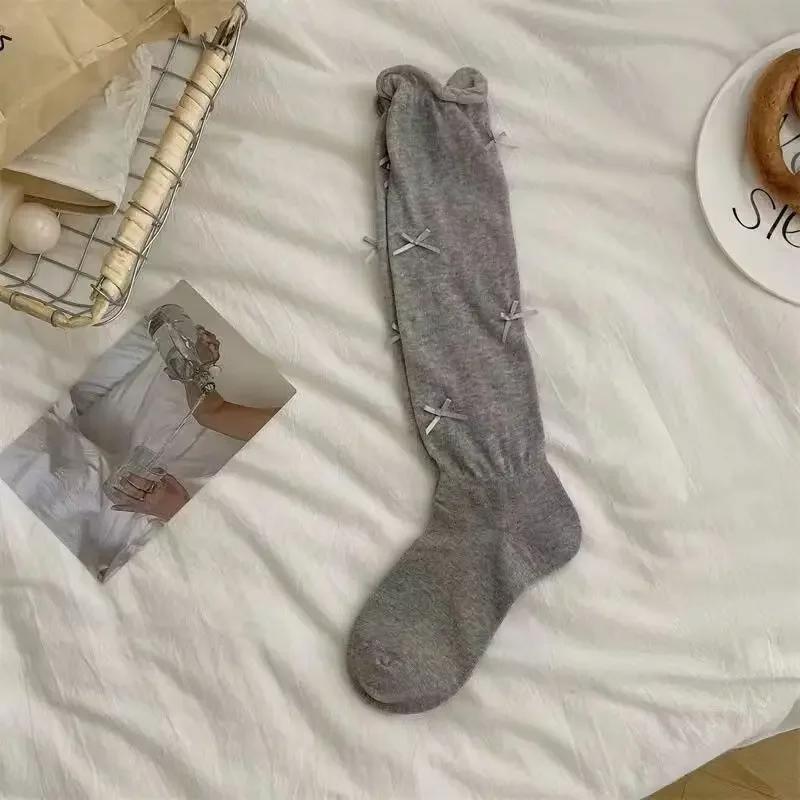 Ballet Style Bow Lolita Socks Children's Knee Over White Summer Anti Slip Calf Pile Socks New Fashion  Breathable Boneless Socks