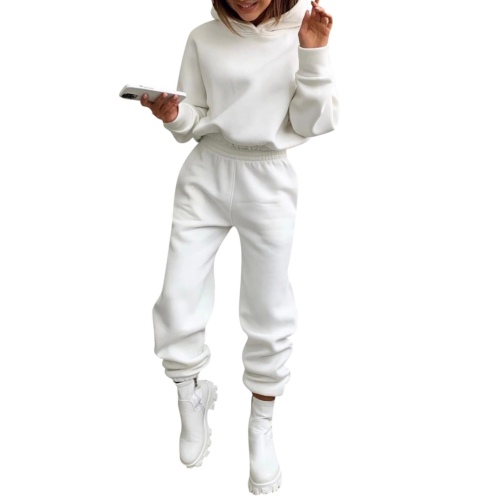 

Осінній трикотажний флісовий повсякденний костюм-двійка XL білий