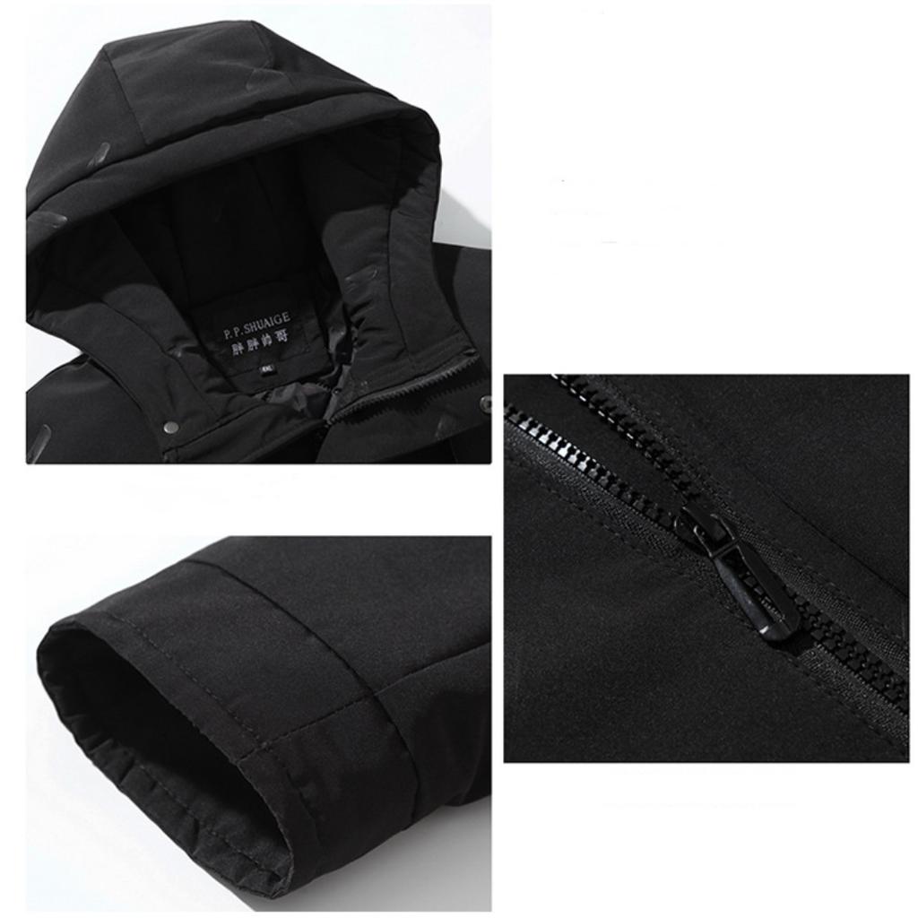 Winter verdickte Übergröße mit Kapuze, lässiger Reißverschluss, lockerer Typ, Stehkragen, warme Jacke, 4XL-10XL