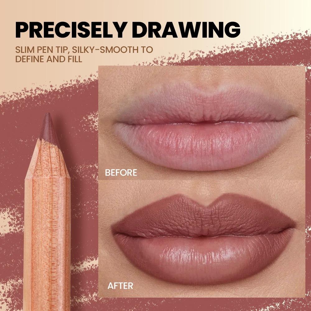 6Pcs Lipliner Pen Set Makeup Sexy Red Matte Contour Tint Lipstick Pen Waterproof Long Lasting Non-stick Cup Lip Liner Cosmetics