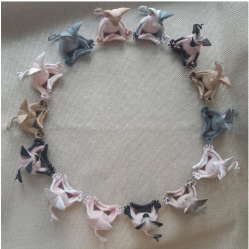 Hairless Cat Meditation and Practice Resin Ornaments Simulated Cat Courtyard Design Home Decoration and Renovation