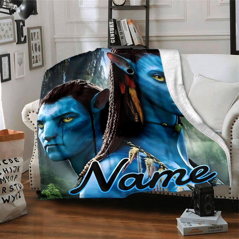 Coperta in Flanella Blu Fantasy con Avatar Nome Personalizzato Per Comfort Super Morbido e Carino per Viaggio Biancheria da Letto Divano Coperta per Divano