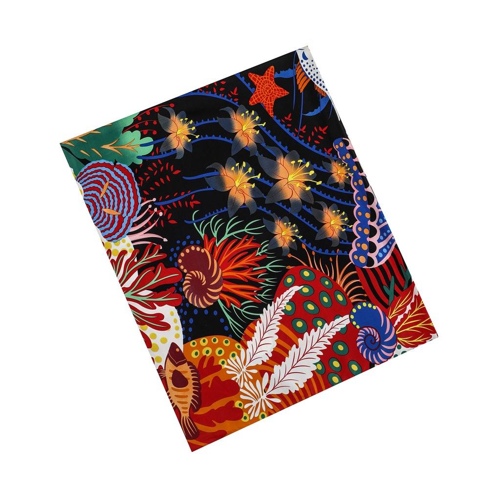 Silk Scarf Women Large Shawls Dream Underwater World Stoles Square Bandana Luxury Kerchief Hijab Scarf Female Foulards 130CM