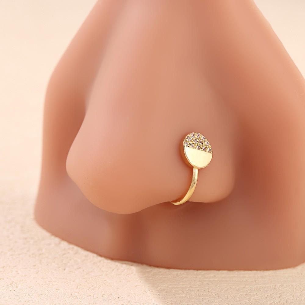 European Style Piercing-Free Copper Zircon U-Shaped Nose Clip for Women - Exquisite Jewelry