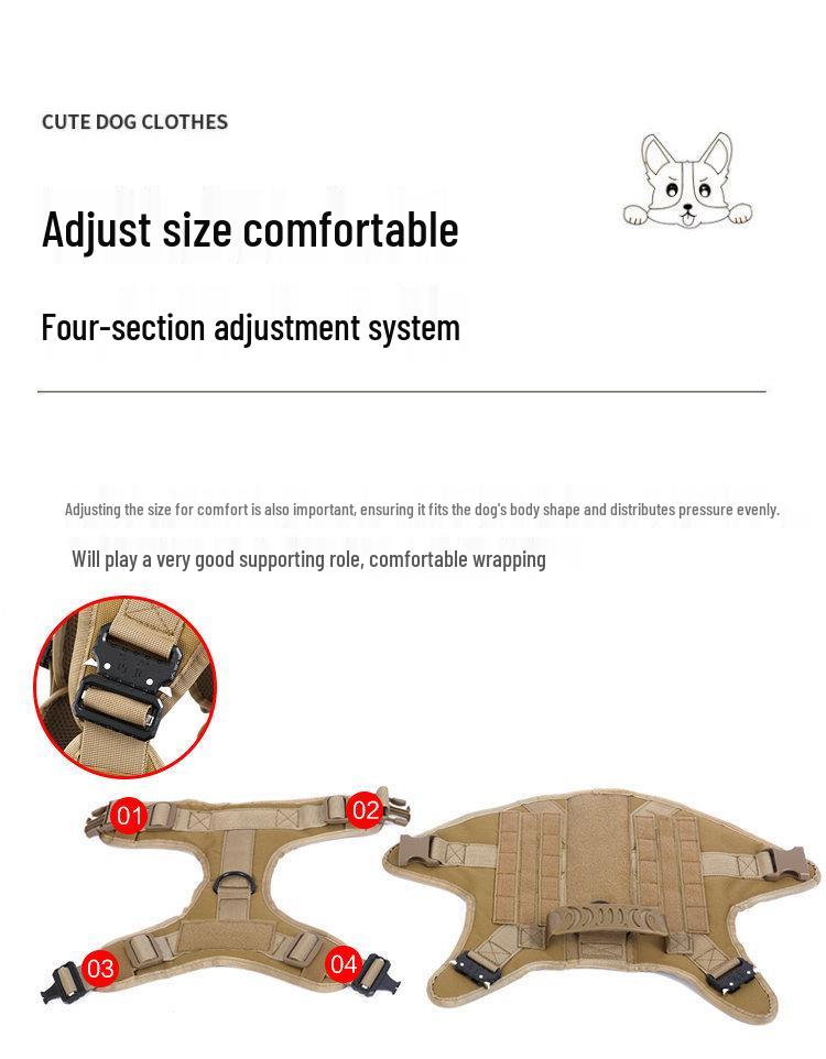 Water-Repellent 1000D Nylon Tactical Dog Vest Harness for Large Dogs