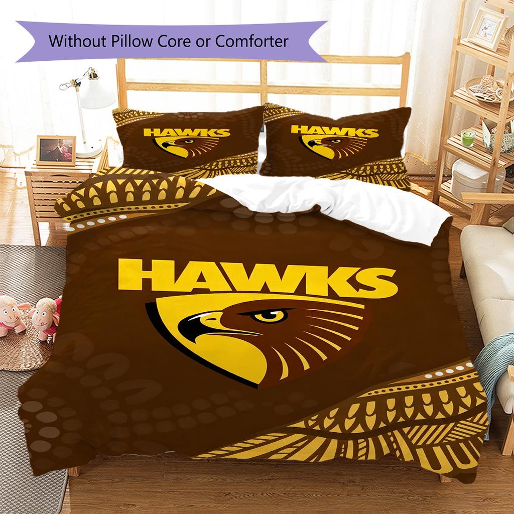 Hawthorn Hawks Muster Bettwäsche Set Bettbezug Kissenbezug Heimdekoration Geschenk (1 Bettbezug + 2 Kissenbezüge, ohne Füllung)