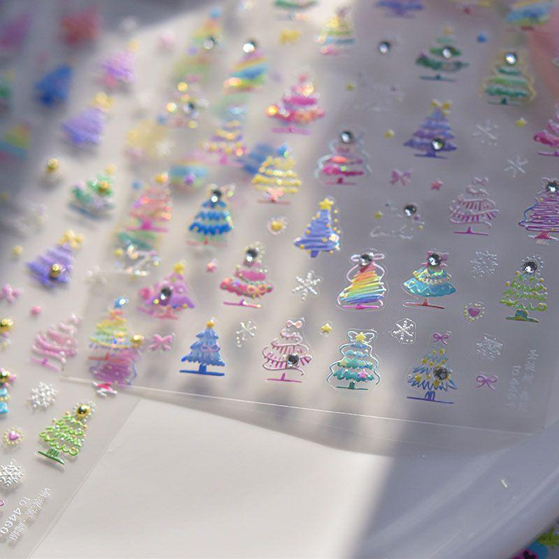 

Nail Stickers Embossed Adhesive Decorations Bright Crystal Shell Light Christmas Tree 4461