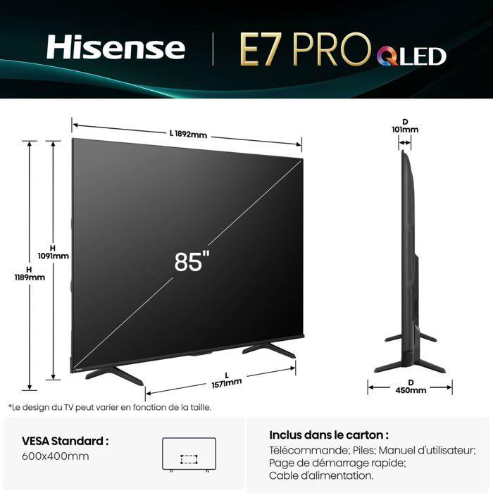 TV QLED - HISENSE - 85E7Q Pro - 215 cm - 4K UHD - Smart TV - Compatible HDR