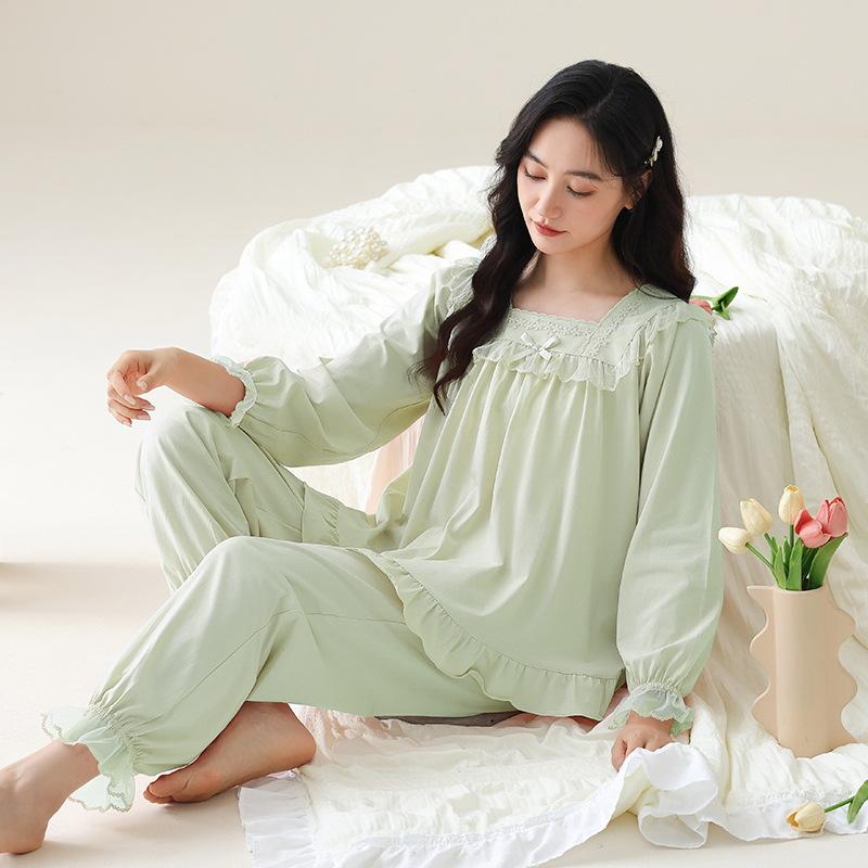 Pajamas women's spring and autumn pure cotton long-sleeved women's 1011 new autumn high-end spring and summer princess style loungewear