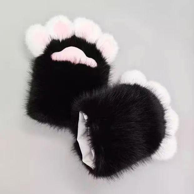 Fursuit Cat Paw Gloves, Plush Sound Claw Hand Paws, Furry Costume Accessory for Cosplay Halloween Anime Convention Party Prop