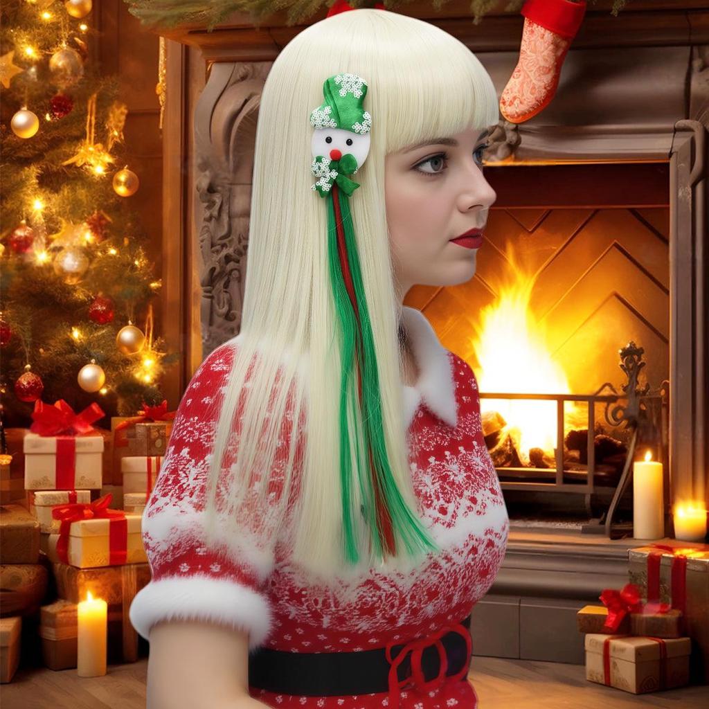 European & American Style Christmas Snowman Wig Clips - Holiday Hairpiece Ornaments