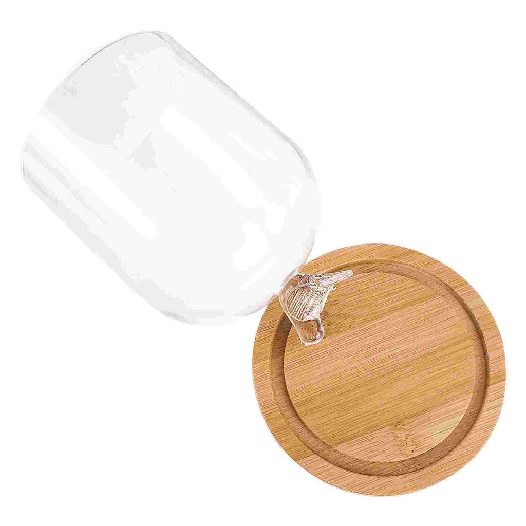 Tragbare Herz Glasabdeckung mit Holzsockel Transparentes Blumendom Glasglocke Für Dekoration Präsentationsbox Handwerk