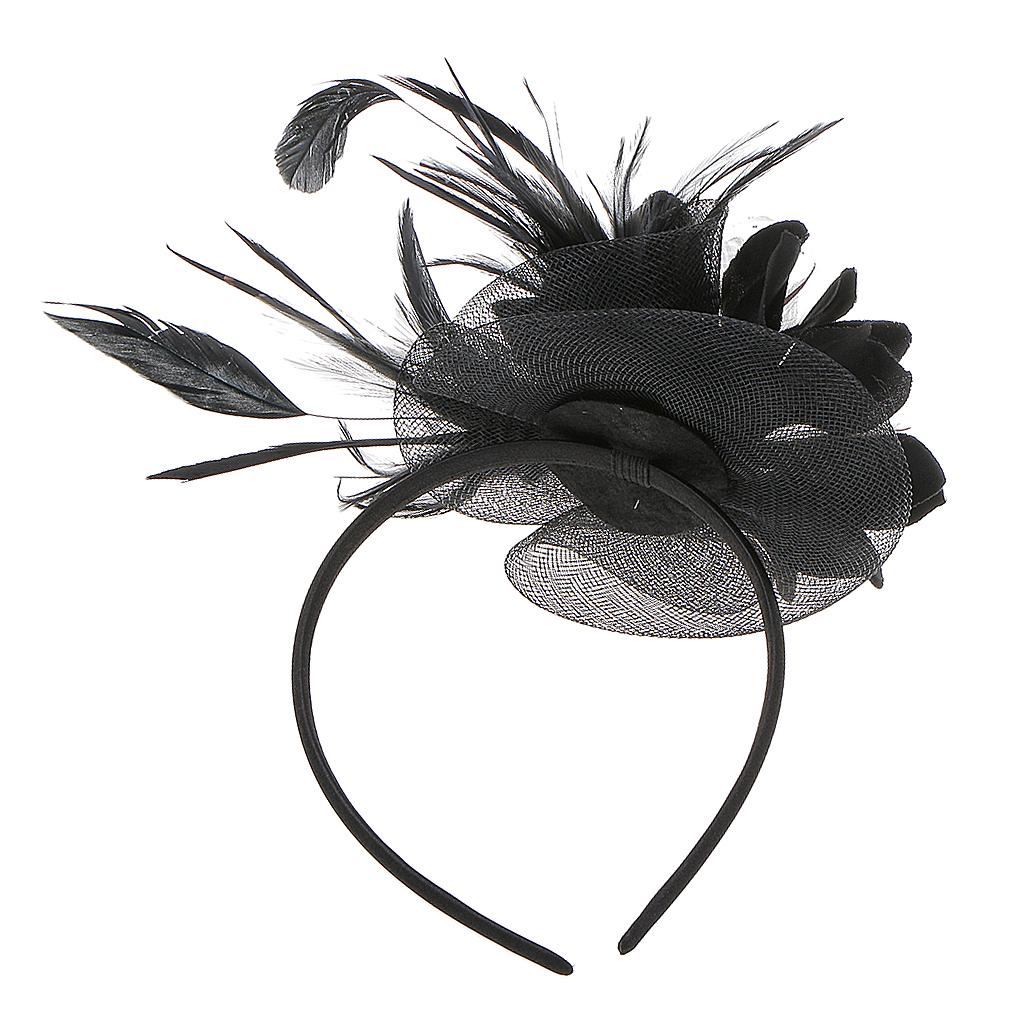 Fancy Dress Feather Fascinator Flower Veil Hat Hairband Party Costume