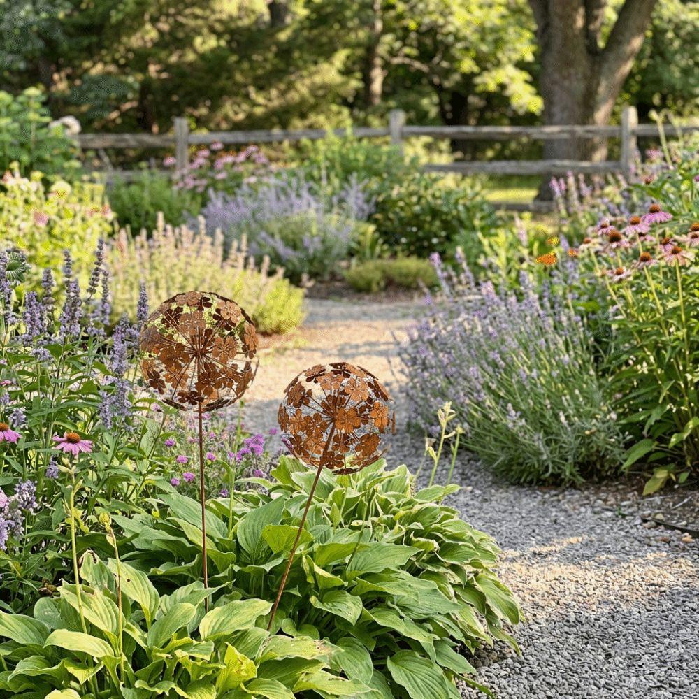 3D Blume 3D Kugel Blumenstäbe Rustikale Außendekoration Gartenskulpturen Terrassenrasen Kunsthandwerk