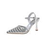Rhinestone bag head hollow sandals female large size summer new one-word strap high heels niche temperament fairy