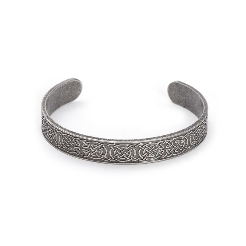 

Viking Mens Celtic Knot Bracelet Titanium Steel Cuff Bangle Retro Norse Warrior античний срібного кольору