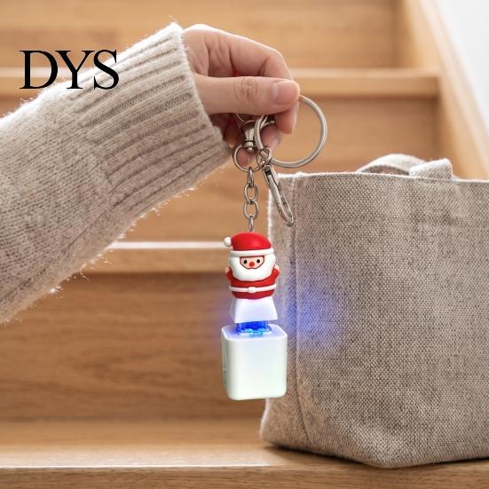 Small Santa Figurine Claus Luminous Voice Keychain, Type‑C Rechargeable Fidget Toy, Holiday Travel Accessories Portable LED Light Pendant