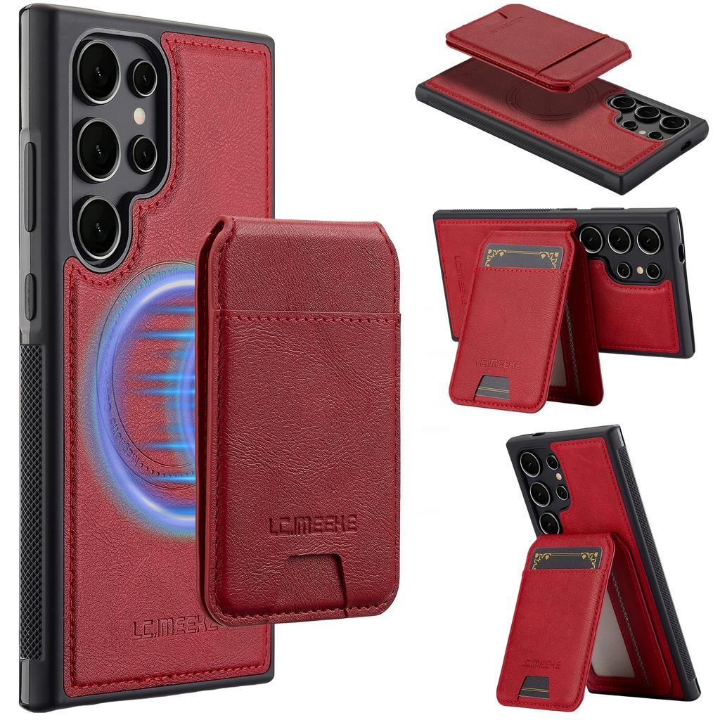 For Samsung Galaxy S24 Ultra Magnetic Case Detachable Card Holder Leather+TPU Mobile Cover