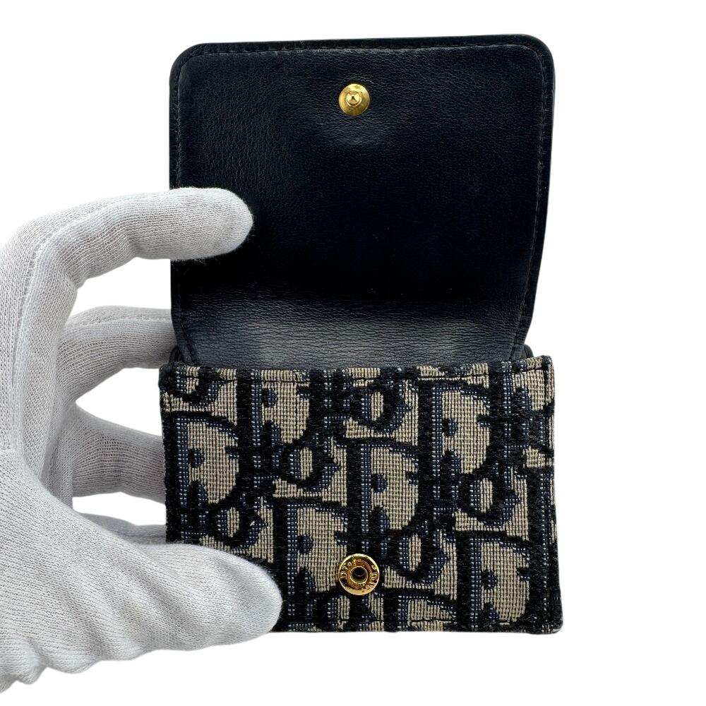 Dior compact Oblique canvas Montagne 30 Tri-fold wallet Navy canvas Women Used