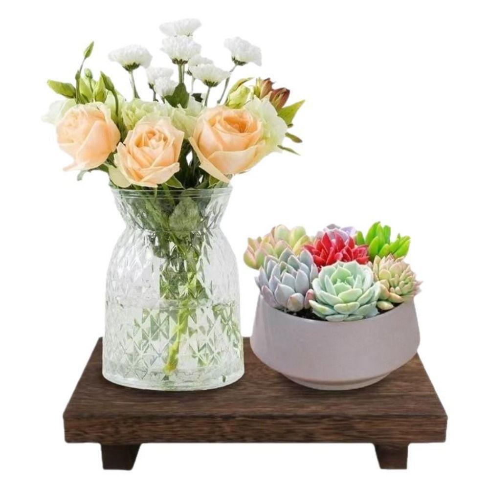 Retro Pedestal Stand Wooden Vanity Tray Home Decor Storage Holder Tray  Kitchen