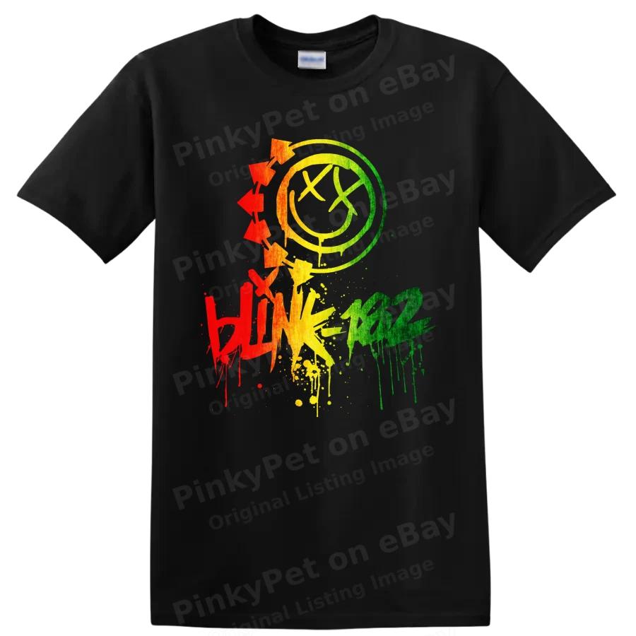 T-shirt Punk Rock Blink 182 Grafica Colorata Stile Band Musica Alternativa