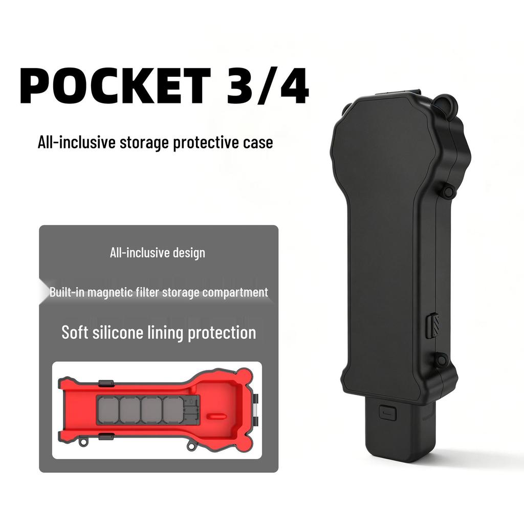 Drop-Proof Storage Box for DJI Pocket 4 Accessories with Magnetic Filter and Silicone Case Compatibility